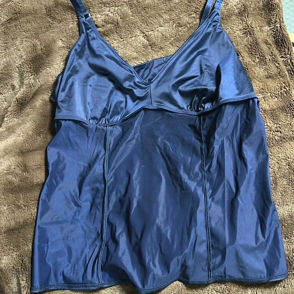 NWT SOMA Luxe Knit Stretch Satin Cami Nightfall Navy Sz Large